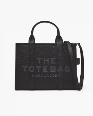 THE LEATHER MEDIUM TOTE BAG - Black