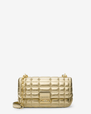 TRIBECA 
 Petit sac porté épaule en cuir matelassé métallisé