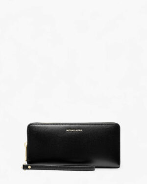 JET SET TRAVEL • Grand portefeuille continental en cuir - Noir