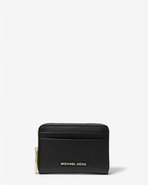 JET SET Petit porte-cartes entièrement zippé en cuir grainé - Noir