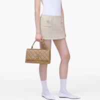 THE QUILTED DUAL CONVERTIBLE SHOULDER BAG • Camel - Thumbnail Image 4