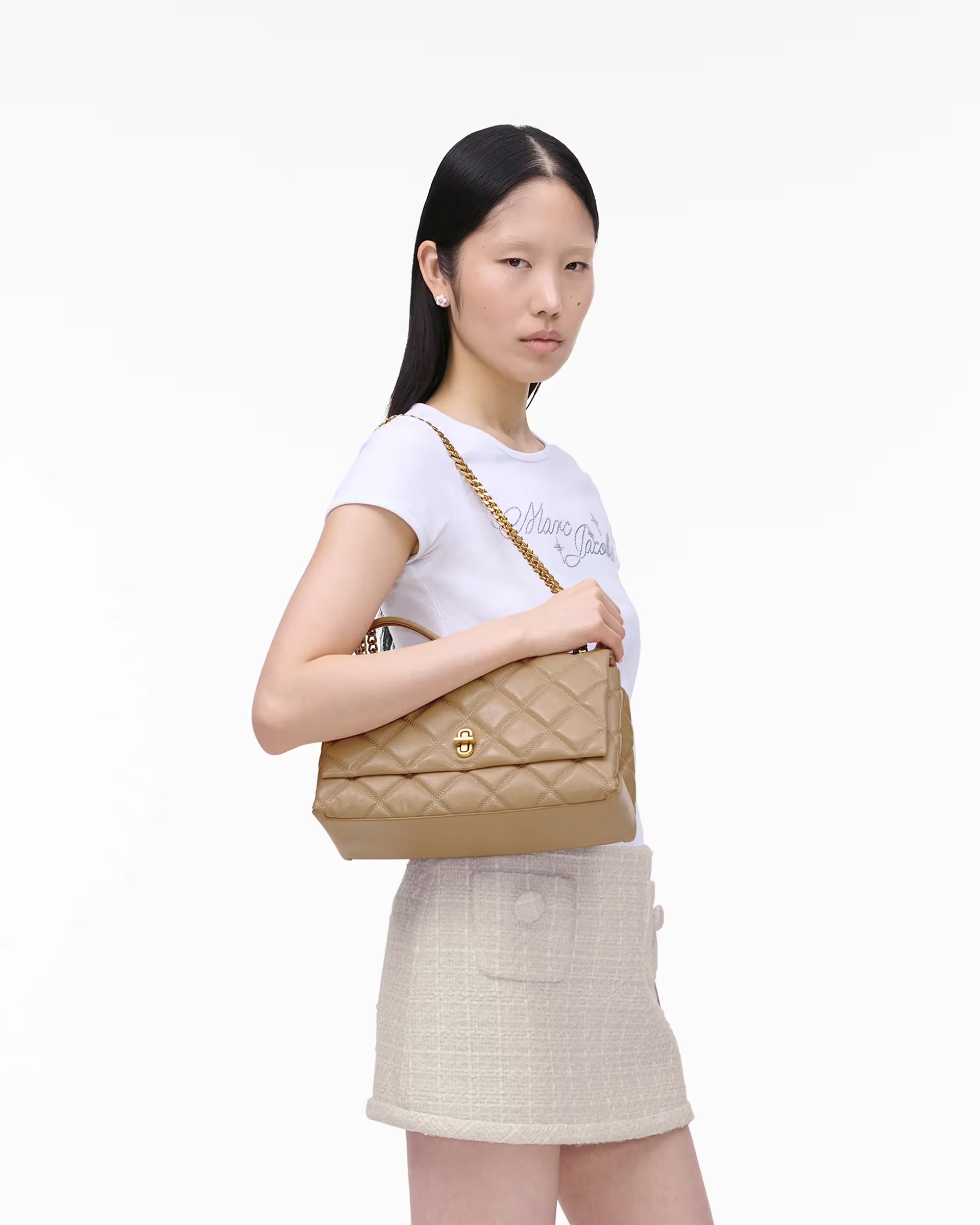 THE QUILTED DUAL CONVERTIBLE SHOULDER BAG • Camel – Image 2