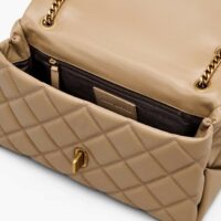 THE QUILTED DUAL CONVERTIBLE SHOULDER BAG • Camel - Thumbnail Image 8