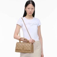 THE QUILTED DUAL CONVERTIBLE SHOULDER BAG • Camel - Thumbnail Image 5