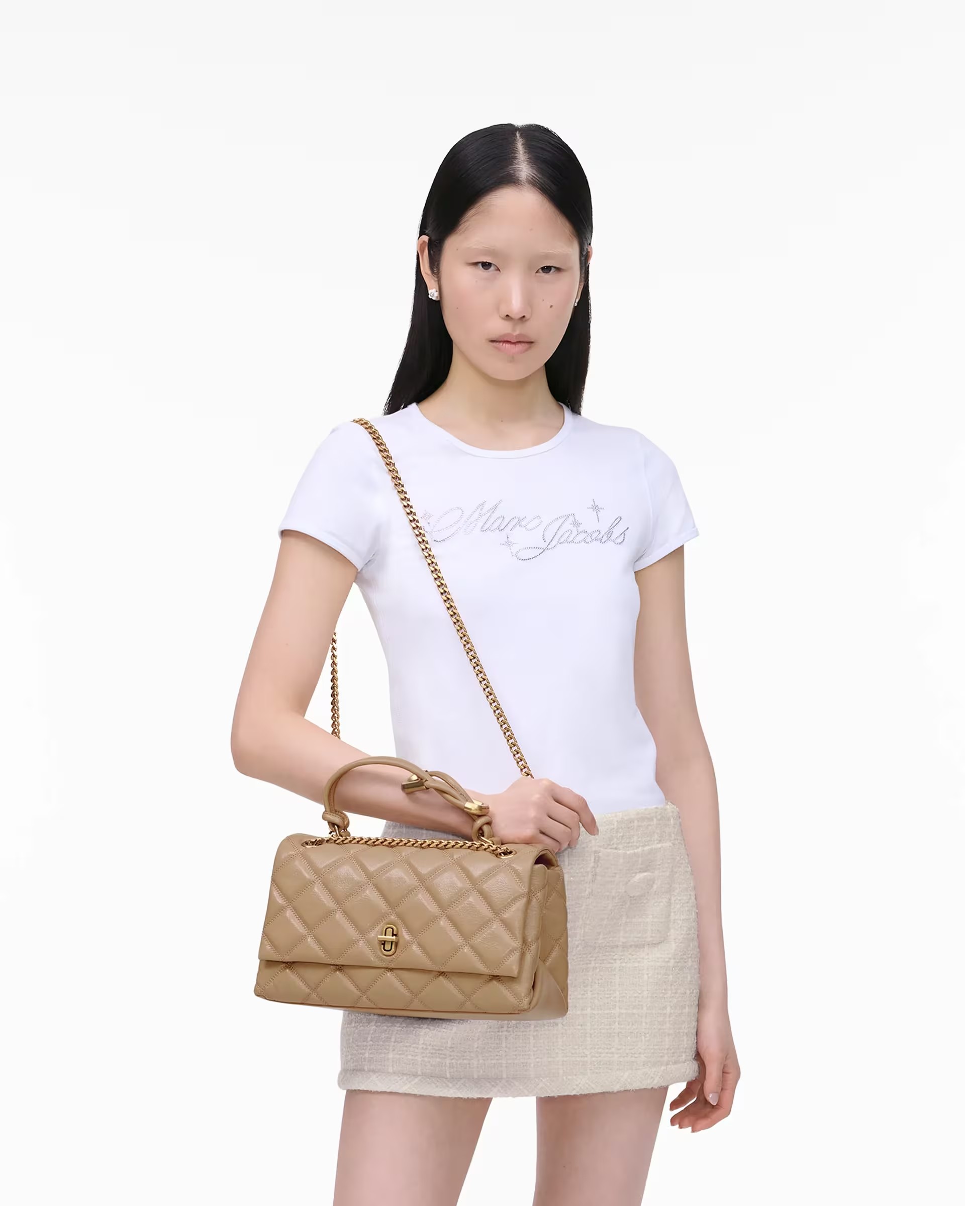 THE QUILTED DUAL CONVERTIBLE SHOULDER BAG • Camel – Image 5