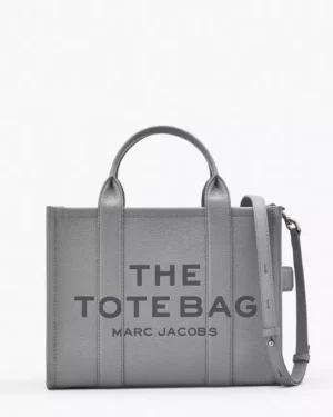 THE LEATHER MEDIUM TOTE BAG - Wolf Grey