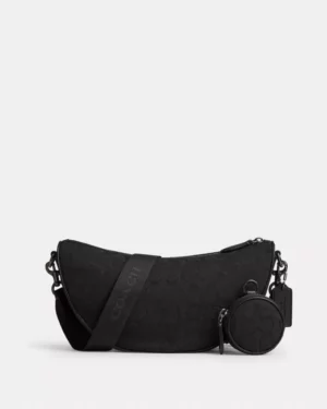 Sac à bandoulière souple hall en jacquard signature - Black
