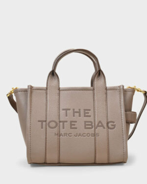 THE LEATHER SMALL TOTE BAG - Cement
