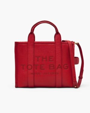THE LEATHER MEDIUM TOTE BAG - True Red