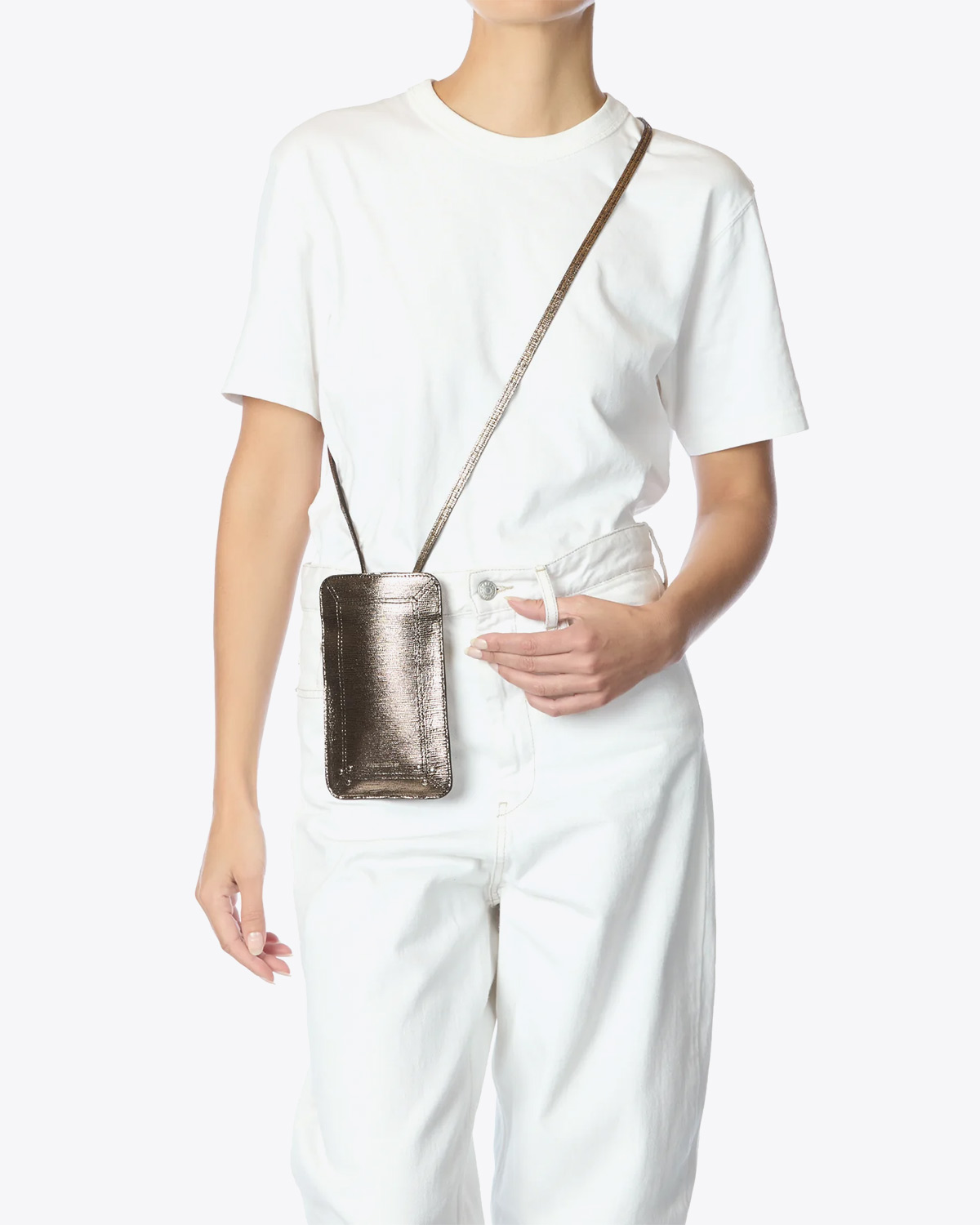 Étui Louis Mobile Chèvre Lamé Champagne – Image 2