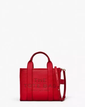 THE LEATHER SMALL TOTE BAG - True Red