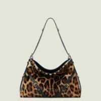 VOYOU • Sac medium en cuir effet pony à motif léopard - Thumbnail Image 1