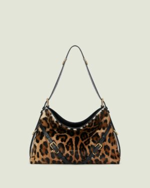 VOYOU • Sac medium en cuir effet pony à motif léopard