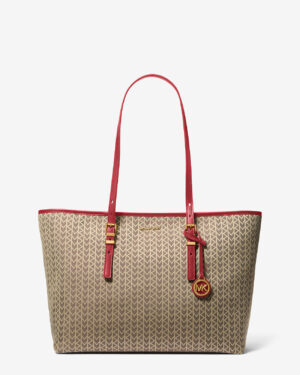 QUINN • Grand cabas en jacquard à logo MK2000 - Crimson Multi