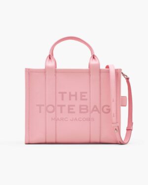 THE LEATHER MEDIUM TOTE BAG - Ribbon Pink