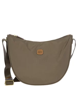 X-collection • Sac à bandoulière demi-lune moyen en tissu recyclé - Nut