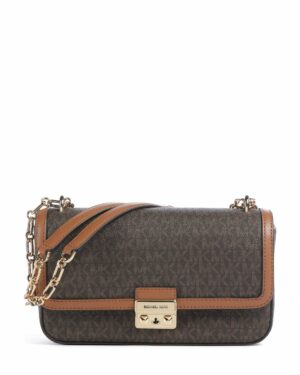 TRIBECA • Grand sac porté épaule à logo Signature - Brun/Noisette