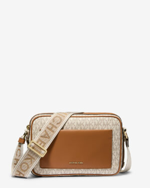 MAEVE<br> Grand sac à bandoulière à logo Signature - Vanille/Noisette