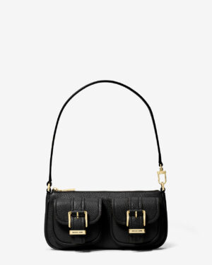 ZOE • Petite pochette en cuir grainé - Noir