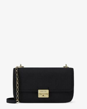 TRIBECA • Grand sac porté épaule en cuir grainé - Black