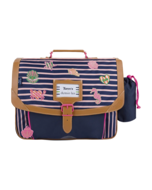 Océane • Cartable bleu Tann's x Armor-lux 38cm poche gourde
