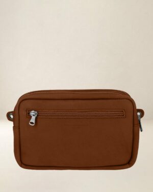 PONOS • POCHETTE DOUBLE ZIP - fauve