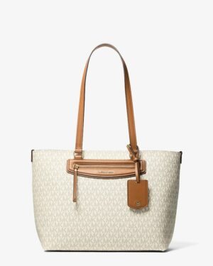 JET SET TRAVEL<br>Cabas de taille moyenne à logo Signature - Vanille / Noisette