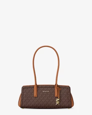 LAILA • Petit sac porté épaule à logo Signature - Bronze / Noisette